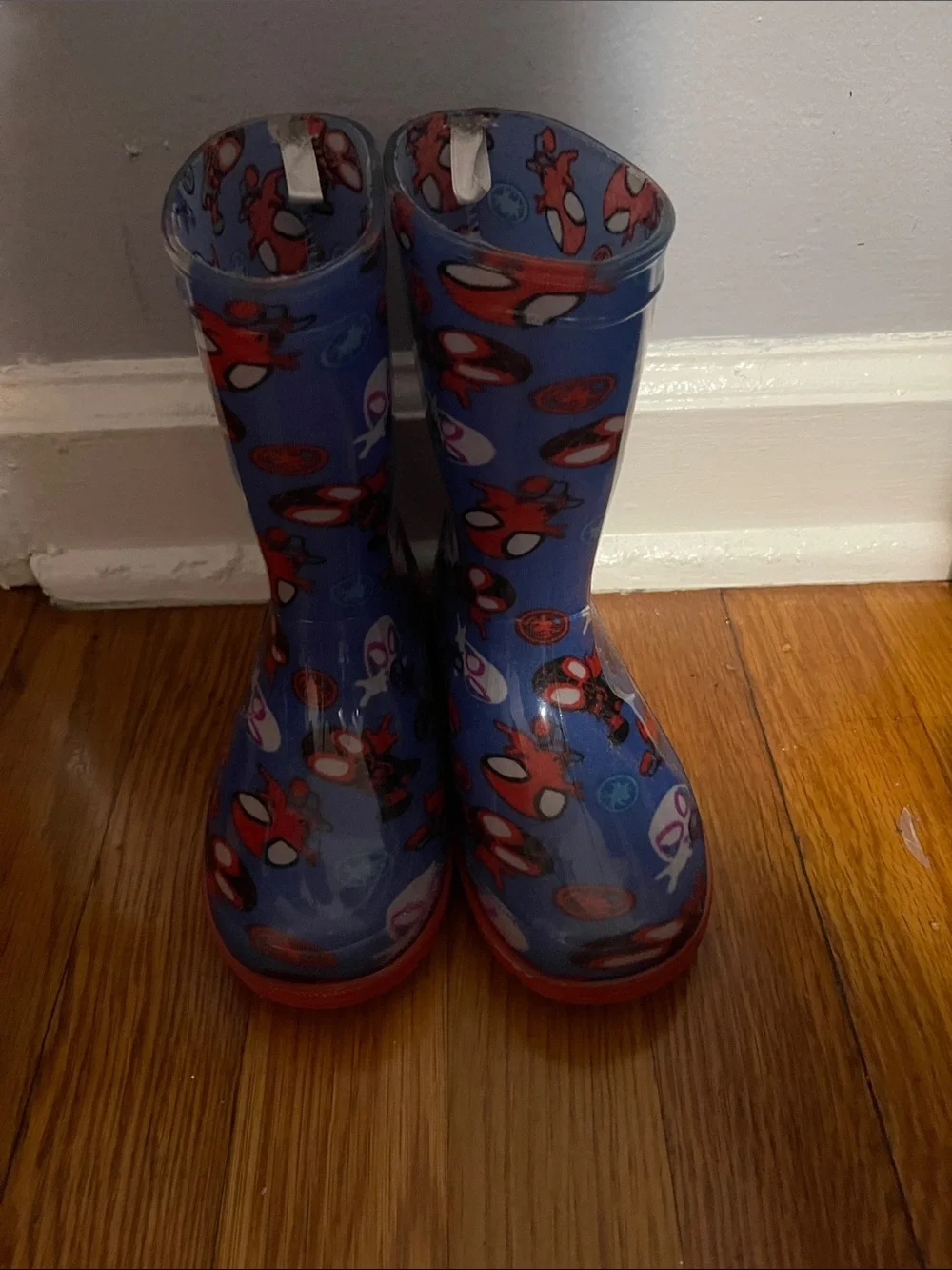 Kids Blue Spiderman Rain Boots Size 10c